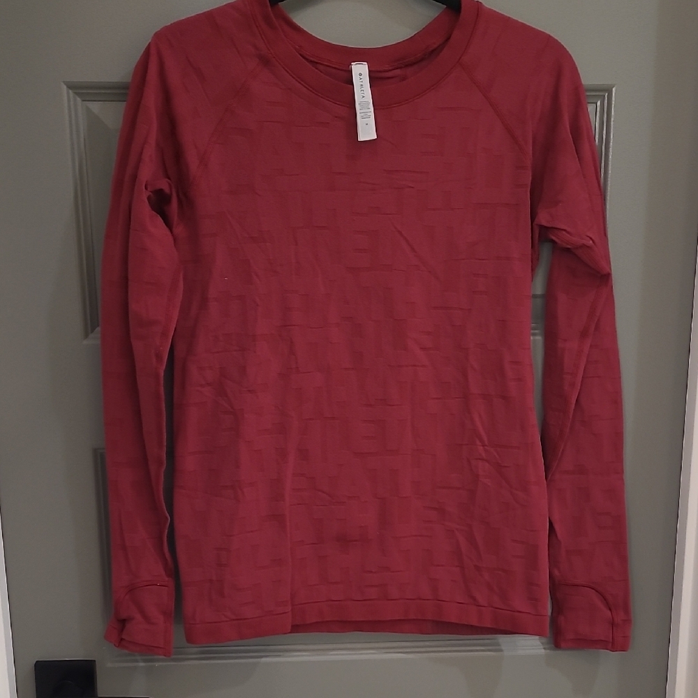 Athleta Deep Red Long Sleeve Tee